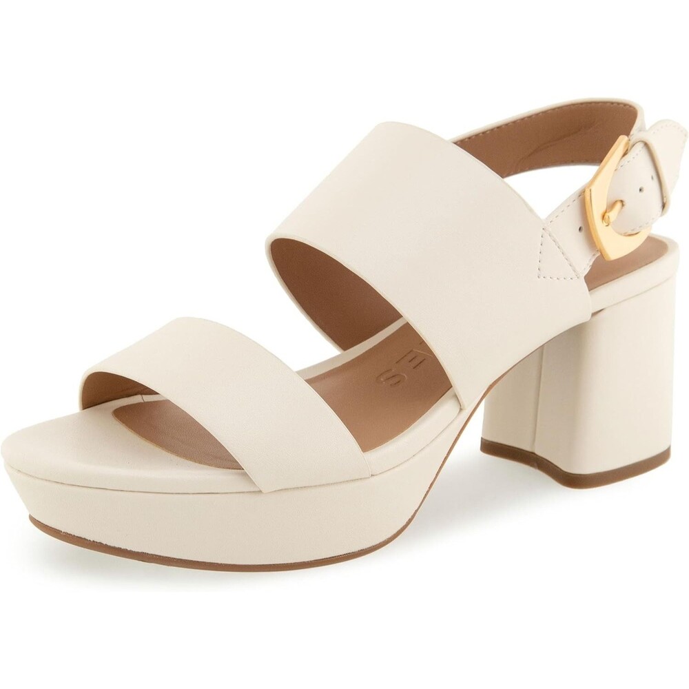 Aerosoles Camilia Women's Platform Sandal, Eggnog Faux Leather, 9